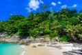 Freedom beach, Phuket, Thailand - Tropical island with white paradise sand beach and turquoise clear water and granite stones