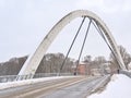 Freedom bridge over Emajogi river in the snow, Tartu Royalty Free Stock Photo