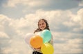 Freedom concept. Happiness is simple. Fresh air. Cheerful girl have fun. Happy birthday. Summer holidays and vacation Royalty Free Stock Photo