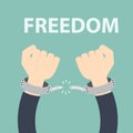 Freedom concept - Male hands breaking steel