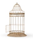 Freedom concept. Open cage isolated on a white Royalty Free Stock Photo