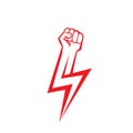 Freedom concept. vector red fist icon.