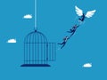 Freedom. Escape from the cage. business concept Royalty Free Stock Photo