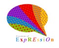 Freedom of expression vector concept shown with speech bubble in a shape of cloud and different colors of rainbow, opinion