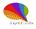 Freedom of expression vector concept shown with speech bubble in a shape of cloud and different colors of rainbow, opinion