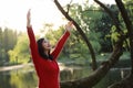 Freedom happy woman feeling alive and free in nature breathing clean and fresh air Royalty Free Stock Photo