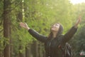 Freedom happy woman feeling free in nature in spring summer outdoor Royalty Free Stock Photo