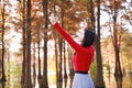 Freedom happy woman feeling free in autumn nature air Royalty Free Stock Photo