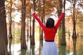 Freedom happy woman feeling free in autumn nature air Royalty Free Stock Photo