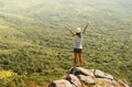 Freedom hiker on mountain Royalty Free Stock Photo