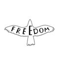 Freedom. Inspirational Quote About Freedom In Flying Bird.