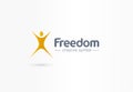 Freedom, jump, man flight creative symbol concept. Happiness, success, win abstract business logo idea. Healthy human