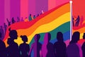 homosexual group rainbow celebration community flag concept pride parade freedom. Generative AI.