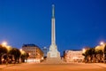 Freedom monument in Riga at night