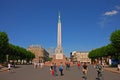 Freedom Monument square at the entrance to Riga old town Latvia