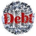 Freedom from National Debt - concept image in jigsaw puzzle shape