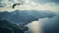 Freedom nature sky parachute adventure extreme blue mountains landscape sports paragliding