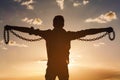 A Freedom person broken chains Royalty Free Stock Photo