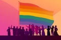 homosexual community flag celebration pride freedom parade concept group rainbow. Generative AI. Royalty Free Stock Photo