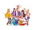 Freedom persons woodstock characters relaxation dancing. Vector of freedom