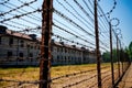 Danger prisoner auschwitz freedom barbed poland birkenau camp holocaust security jail wire fence Royalty Free Stock Photo
