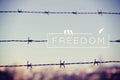 Freedom quote concept barbed wire background Royalty Free Stock Photo