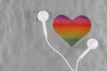 Freedom and Rights for Gay and Homosexual concept. Headphone Listening the Rainbow Heart