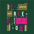 Freedom, slogan urban apparel, manhattan text frame graphic design t shirt vector art