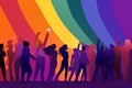 community celebration group parade homosexual flag concept pride rainbow freedom. Generative AI. Royalty Free Stock Photo