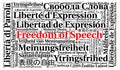 Freedom of speech in different languages word cloud Royalty Free Stock Photo