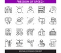 Freedom of Speech editable stroke icon set