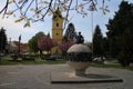 Freedom square with Count Maurice Benyovszky memorial in Vrbove, Slovakia