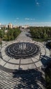 Freedom Square fountain circle, spring aerial