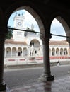 Freedom Square in Udine city ITALY with barriers during emergenc