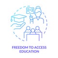 Freedom to access education blue gradient concept icon