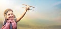 Freedom To Dream - Joyful Child Playing With Airplane Royalty Free Stock Photo