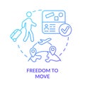 Freedom to move blue gradient concept icon