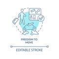 Freedom to move turquoise concept icon