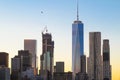 Freedom Tower with New York Skyline at Sunset Royalty Free Stock Photo