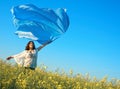 Freedom, young woman outdoor Royalty Free Stock Photo