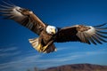 Freedoms symbol majestic eagle soars in a clear blue sky