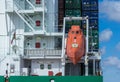 A freefall lifeboat on a container ship Royalty Free Stock Photo