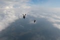 Freefly skydiving. Amazing sky. Flying people. Royalty Free Stock Photo