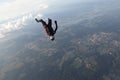 Freefly skydiving. Amazing sky. Solo skydiver is in the sky. Royalty Free Stock Photo