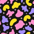 Freeform shape. Seamless pattern with hand drawn abstract irregular blobs. Basic stains geometric. Vector illustration