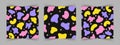 Freeform shape. Set of seamless patterns with Abstract irregular random blobs. Modern forms for design and print. Vector