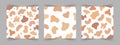 Freeform shape. Set of seamless patterns with hand drawn abstract irregular blobs. Basic stains geometric. Vector