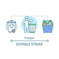 Freegan concept icon. Rejecting consumerism idea thin line illustration. Reducing waste. Dumpster diving. Minimal