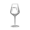 Freehand classic full wine glass sketch. Engraving style Royalty Free Stock Photo