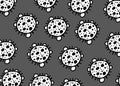 Enlarged atomic molecular structure of a bacteria virus under microscopic view against a dark grey backdrop